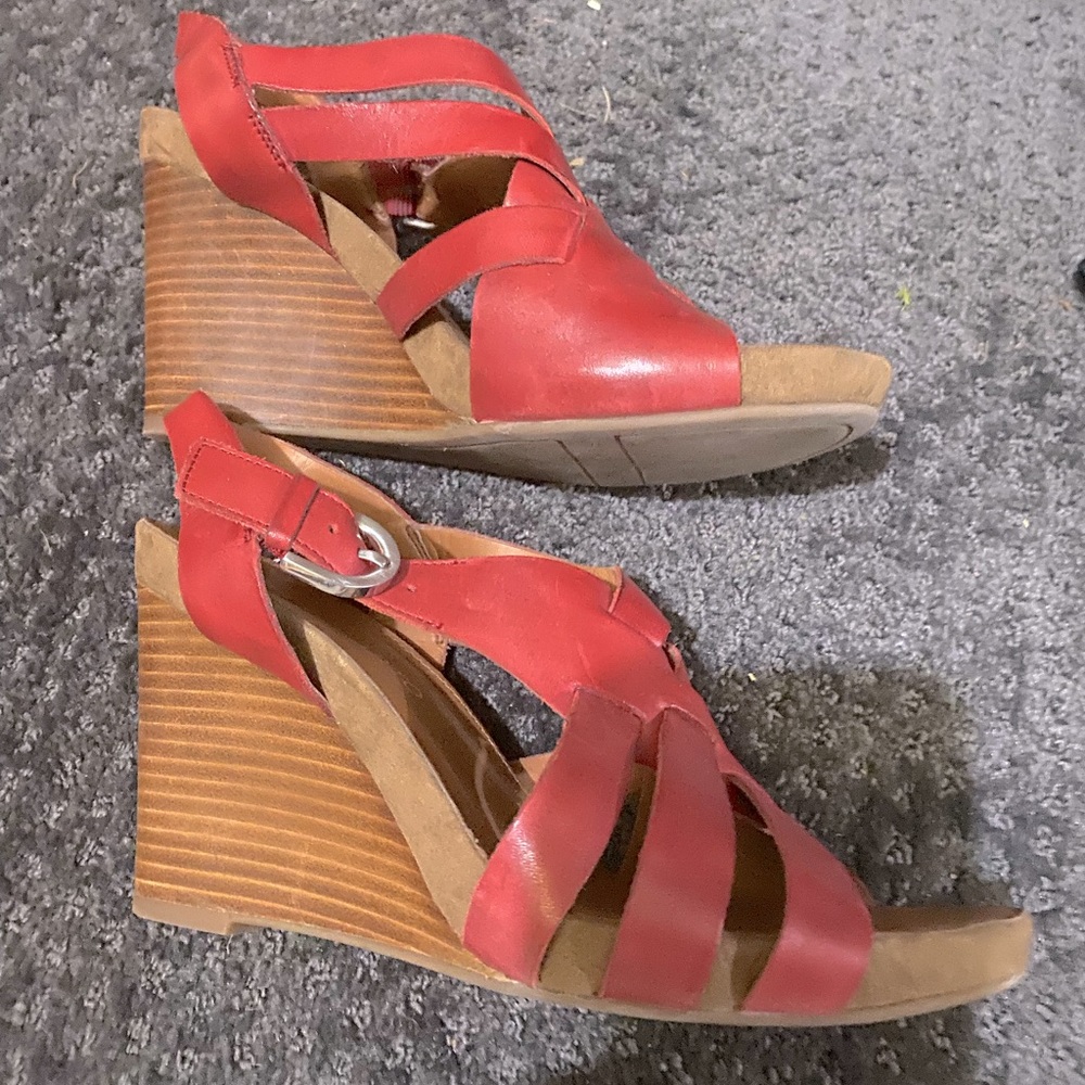 Franco Sarto Red Leather wedges